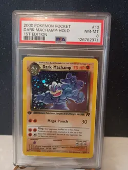 PSA 8 Dark Machamp Holo 1st Edition Team Rocket 2000 Pokemon Card English - Image 1