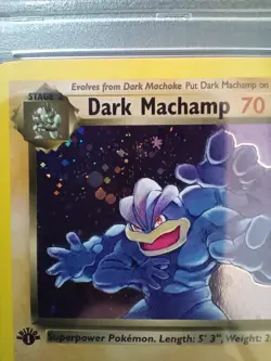PSA 8 Dark Machamp Holo 1st Edition Team Rocket 2000 Pokemon Card English - Image 4