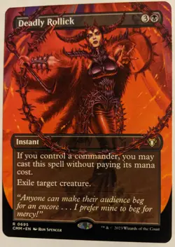 MTG English BORDERLESS Magic Card N/M DEADLY ROLLICK from Commander Masters - Image 1