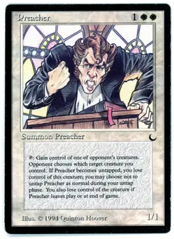 1X PREACHER [DRK - THE DARK] - MTG VINTAGE RESERVE LIST CARD [MODERATE PLAY] - Image 1