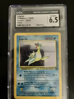 1999 Fossil Unlimited Lapras CGC 6.5 English #10/62 Holo - Image 1