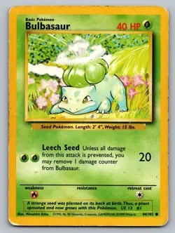 Pokemon TCG Base Set Bulbasaur #44 - Image 1
