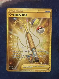 Pokemon Ordinary Rod Secret Rare # 215/202 Sword & Shield Base Set - LP - Image 1