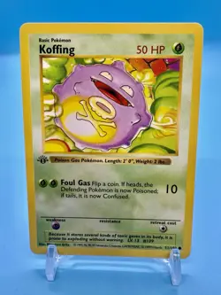 1999 Pokemon Game 1st Edition KOFFING Shadowless English 51/102 *Never Played* - Image 1