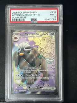 2025 Pokemon Dri En-Destined Rivals #218 Arven'S Mabosstiff Ex Ultra Rare PSA 9 - Image 1