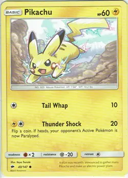 Pokemon Karte Trading Card Game Nacht in Flammen Nr. 40/147 Pikachu englisch - Image 1