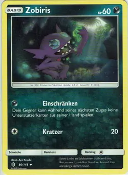 Pokemon Karte Trading Card Game Stunde der Wachter Nr. 80/145 Zobiris deutsch - Image 1