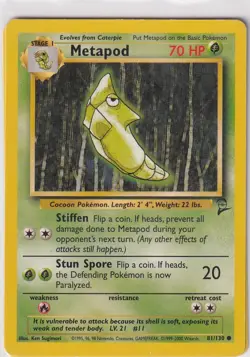 Pokemon Karte Trading Card Game Basis Set 2 Nr. 81/130 Metapod englisch - Image 1