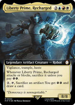 Liberty Prime, Recharged (Extended Art) (Surge Foil) [Fallout] Foil Near Mint - Image 1