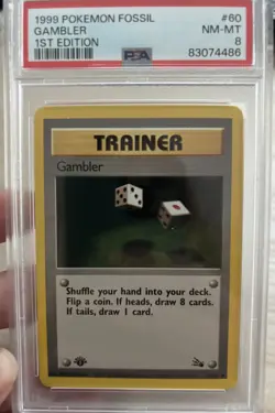 1999 Pokemon Fossil Gambler 1st Edition Graded - Image 1