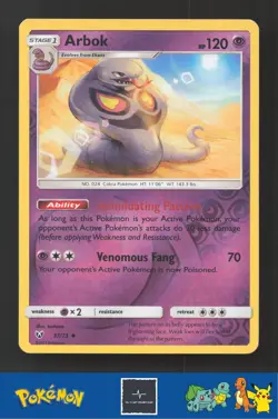 2017 Pokemon SM Shining Legends 37/73 Arbok Reverse - Image 1