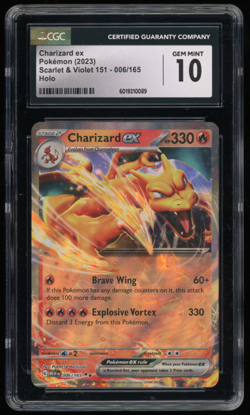 2023 POKEMON ENGLISH SCARLET & VIOLET 151 #006/165 CHARIZARD EX CGC 10 - Image 1