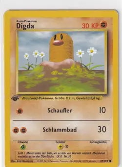 Pokemon Karte Basis Base Set Nr. 47/102 Digda First Edition deutsch - Image 1