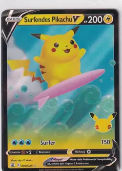 Pokemon 25th Anniversary Celebrations Nr 8/25 Surfendes Pikachu V deutsch - Image 1