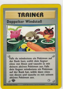 Pokemon Karte Neo Genesis Nr. 100/111 Doppelter Windstoss First Edition deutsch - Image 1