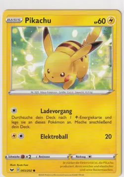 Pokemon Karte TCG Schwert und Schild Nr. 65/202 Pikachu deutsch - Image 1