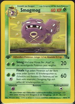 Pokemon Karte Trading Card Game Fossil Nr. 45/62 Smogmog First Edition deutsch - Image 1