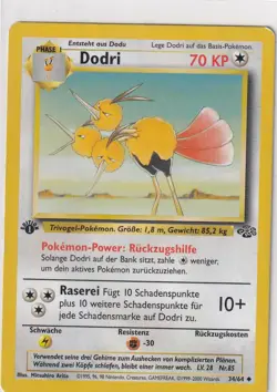 Pokemon Karte Trading Card Dschungel Nr. 34/64 Dodri First Edition deutsch - Image 1