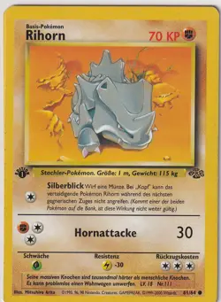 Pokemon Karte Trading Card Dschungel Nr. 61/64 Rihorn First Edition deutsch - Image 1