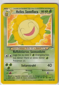 Pokemon Karte Trading Card Game Neo Destiny Nr. 72/105 Helles Sonnflora deutsch - Image 1