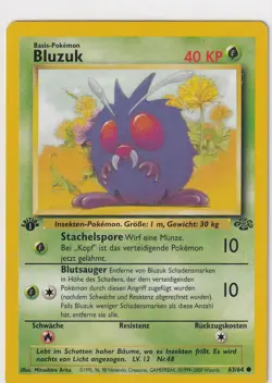 Pokemon Karte Trading Card Dschungel Nr. 63/64 Bluzuk First Edition deutsch - Image 1
