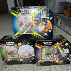 Pokemon TCG Sword Shield Shining Fates Collector Tins Set of 3, Sealed - Image 1