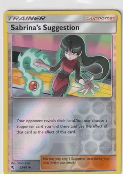 Pokemon Karte Hidden Fates Nr. 65/68 Sabrina's Suggestion Reverse Holo englisch - Image 1