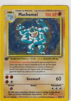 Pokemon Karte Basis Base Set Nr. 8/102 Machomei Holo First Edition 13 - Image 1