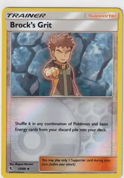 Pokemon Karte Hidden Fates Nr. 53/68 Brock's Grit Reverse Holo englisch - Image 1