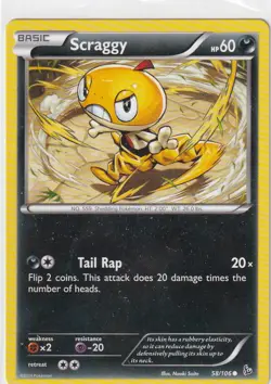 Pokemon Karte XY Flammenmeer Nr. 58/106 Scraggy englisch - Image 1