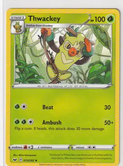 Pokemon Karte TCG Schwert und Schild 13/202 Thwackey englisch - Image 1