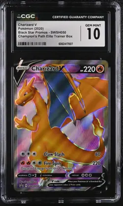 2020 POKEMON CHAMPION'S PATH ELITE TRAINER BOX PROMO #SWSH050 CHARIZARD V CGC 10 - Image 1