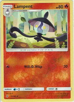 Pokemon Karte Stunde der Wachter Nr. 12/145 Lampent Reverse Holo englisch - Image 1