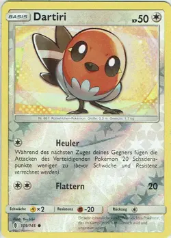 Pokemon Karte Stunde der Wachter Nr. 109/145 Dartiri deutsch Reverse Holo - Image 1
