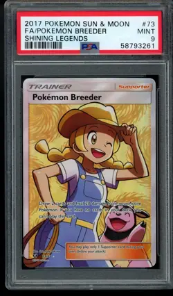 PSA 9 Pokemon Breeder 73 Full Art Trainer Shining Legends Pokemon Card 2017 - Image 1