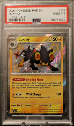 2024 POKEMON PAF EN PALDEAN FATES LUXRAY 137/091 SHINY RARE. PSA 10 GEM MINT - Image 1