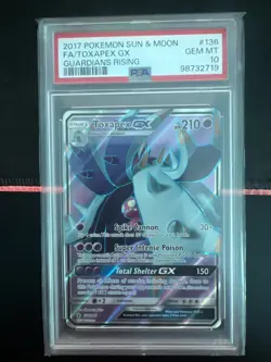 2017 POKEMON SUN & MOON GUARDIANS RISING #136 FULL ART/TOXAPEX GX PSA 10 - Image 1