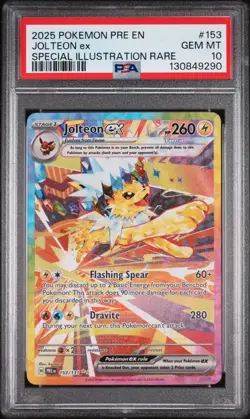 2025 POKEMON PRISMATIC EVOLUTIONS SPECIAL ILLUSTRATION RARE JOLTEON EX PSA 10 - Image 2