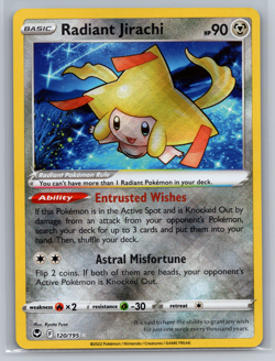 Radiant Jirachi 120/195 Radiant Rare Pokemon Silver Tempest NM - Image 1