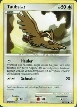 Pokemon Karte Trading Card Game Ratselhafte Wunder Nr. 99/132 Taubsi - Image 1