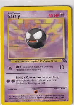 Pokemon Karte Trading Card Fossil Nr. 33/62 Gastly englisch - Image 1