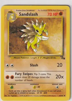 Pokemon Karte Trading Card Fossil Nr. 41/62 Sandslash englisch - Image 1