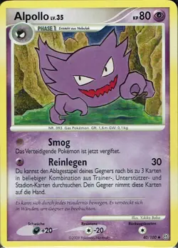 Pokemon Karte Trading Card Game D&P Sturmtief Nr. 40/100 Alpollo - Image 1