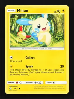 Minun 34/73 LP Shining Legends English Pokemon Card TCG - Image 1