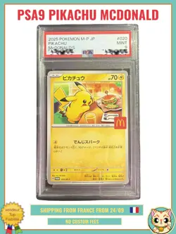 PSA9 Pikachu Promo Mcdonald's 020/M-P 2025 Pokemon Card Japanese - 2 - Image 2