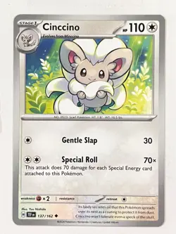 Cinccino 137/162 Uncommon Non Holo Temporal Forces Pokemon Pack Fresh Near Mint - Image 1