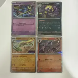 4x POKEMON PHANTASMAL FLAMES STAMPED PRERELEASE PROMO CARDS (IN HAND) full set! - Image 1