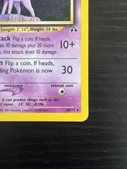 Pokemon TCG Espeon 20/75 Neo Discovery LP - Image 4