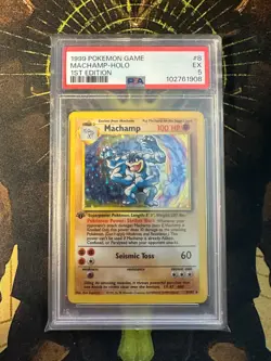 Pokemon Machamp 8/102 Base Set 1st Edition Deck Exclusive Holo Vintage PSA 5 - Image 1