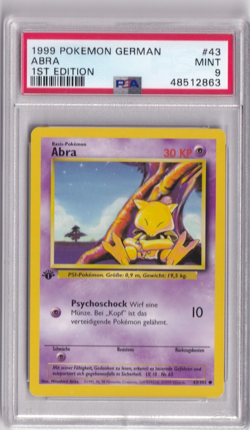 1999 Pokemon German Base Set No. 43 Abra First Edition PSA 9 - Image 1